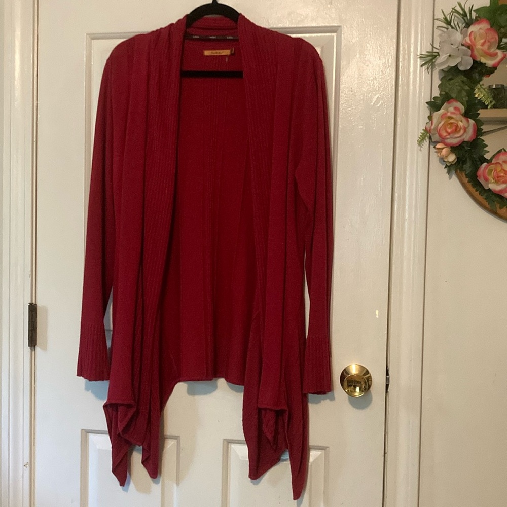 Belldini Red Handkerchief Hem Cardigan AS IS